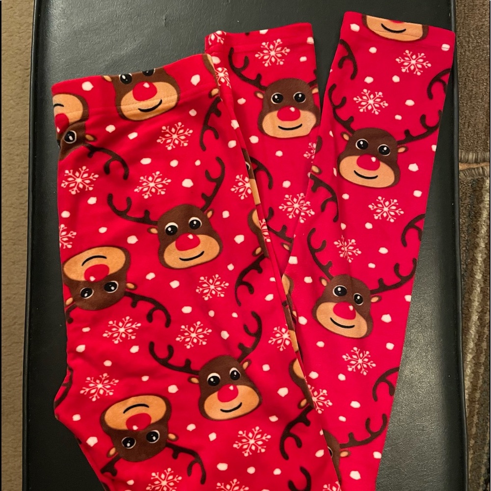 No Boundaries Juniors reindeer Christmas leggings size medium 7/8 very soft